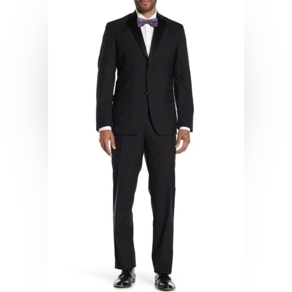 JB Britches Logan Torino‎ Black Wool Two Piece Suit Set Size 46R, 40R